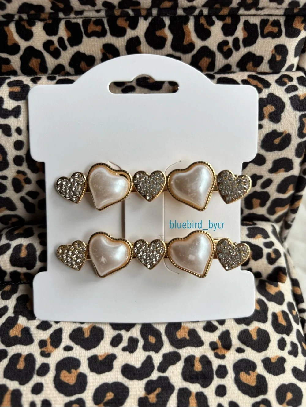 Gold-Tone Heart Pearl Drop Hair Pin- Pearls Accent